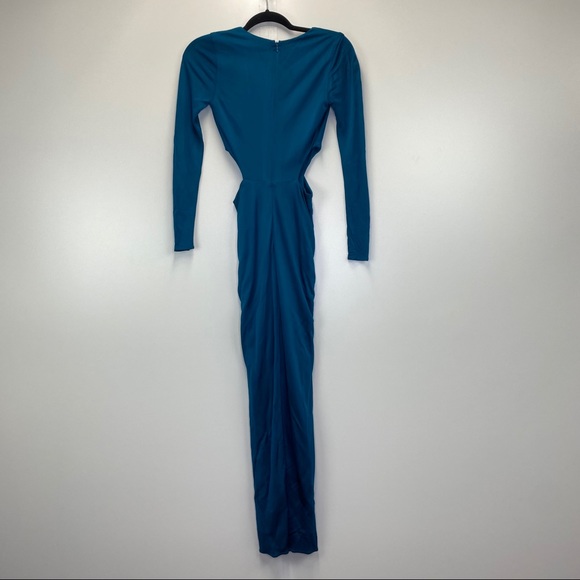 NWT Haney Sara Gown Teal Blue Twist Front Dress - Picture 9 of 16